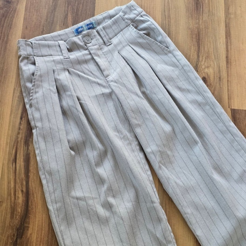 Urban Outfitters Wide Leg Trousers Women 0 Grey Pinstripe Dark Academia Core - Picture 2 of 14